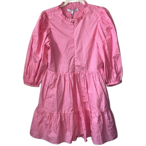 English Factory Front Zip 3/4 Sleeve Mini Dress Size M In Bubble Gum Pink - Picture 6 of 12